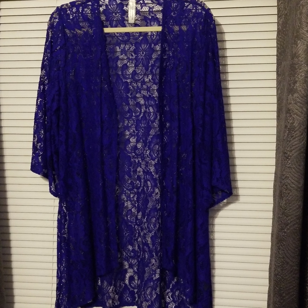 Royal Blue Lace Kimono